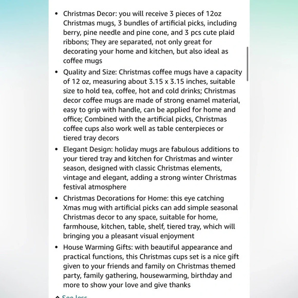 Hushee 3 Pcs Christmas Enamel Coffee Mugs 12oz Artificial Red Berry Pine 🌲 - Picture 10 of 11